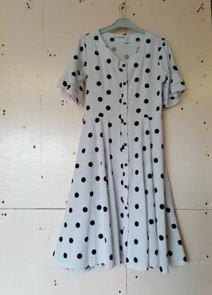 Сукня бавовна котон у стилі пін-ап у великий горох рукав волан пишна спідниця розмір універсальний s10 фото