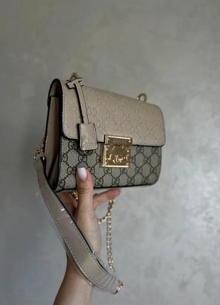 Сумка gucci padlock dark beige6 фото