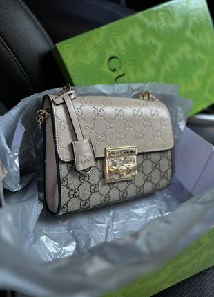 Сумка gucci padlock dark beige1 фото