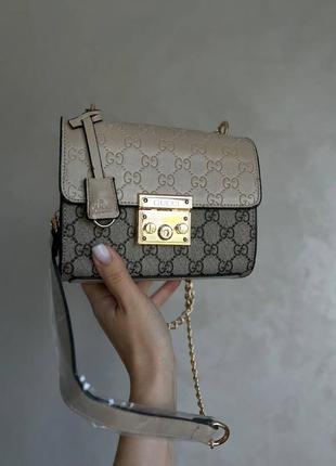 Сумка gucci padlock dark beige7 фото