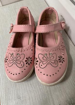Туфли летние для девочки розовые 14,5 см1 фото