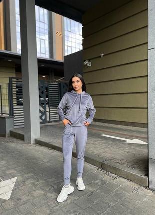 🎨5 цветов! шикарный женский велюровый спортивный костюм серый женский велюр бархат бархатный