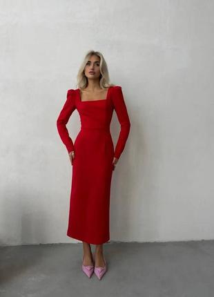 🎨 чорне, червоне! шикарне жіноче плаття міді миди женское червоне красное платье сукня