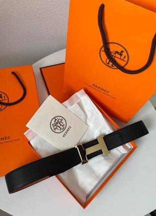 Стильный двусторонний ремень качество люкс hermes натуральна кожа7 фото