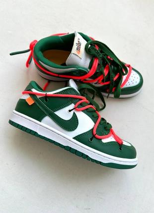 Женские кроссовки nike sb dunk low x off white pine green orange laces