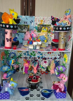 Модный дом бутик с животными (собачки кошки) и одеждой дом для куклы питомец