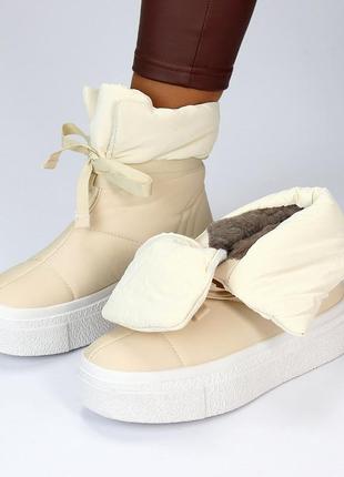 Зимові дутіки, черевики, сапоги з хутром. зимние ботинки дутики на меху8 фото