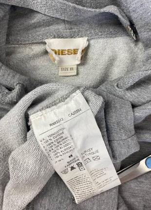 Худи толстовка кофта свитшот пуловер мужской серый крупный логотип diesel4 фото