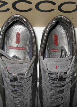 Шкіряні кросівки спортивні туфлі кеди від ecco сріблясті вставки замша, оригінал