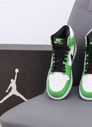 Чоловічі кросівки nike air jordan 1 retro white green black4 фото