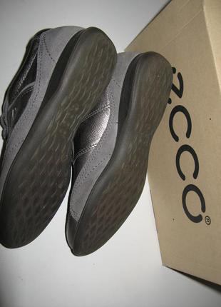 Шкіряні кросівки спортивні туфлі кеди від ecco сріблясті вставки замша, оригінал