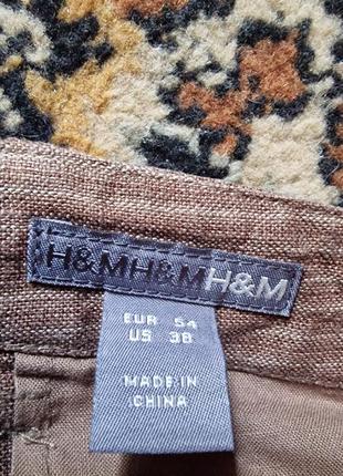 Фирменные демисезонные льняные брюки h&amp;m.8 фото