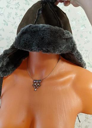 Шапка овчина замш