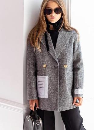 Піджак дитячий, підлітковий, дизайнерський, із віршім т. г. шевченко, сірий