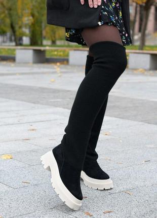 Ботфорты замшевые + чулок