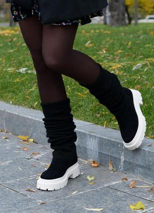 Ботфорты замшевые + чулок