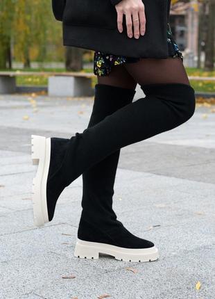 Ботфорты замшевые + чулок