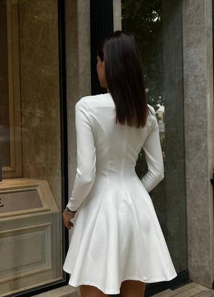 Сукня біла коротка з довгим рукавом9 фото