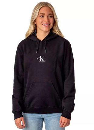 Женский худи на флисе оверсайз oversize calvin klein кельвин кляйн чёрный
