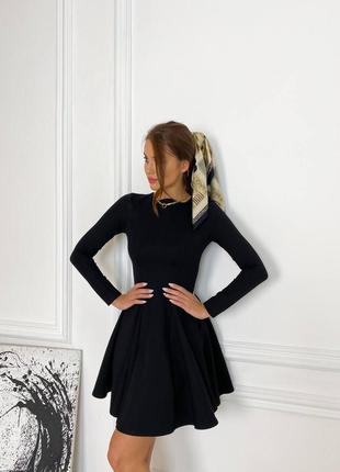 Сукня чорна коротка з довгим рукавом6 фото