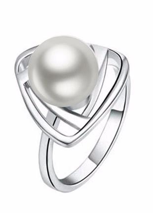 🏵ювелирное стильное жемчужное кольцо треугольник, 16,5-17 р., новое! арт.2418