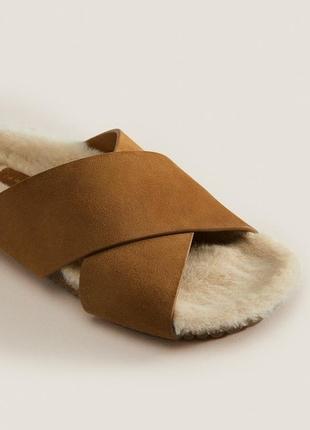 Шкіряні капці тапки тапочки кросовери zara home  в стилі сандалів зі штучного  хутра7 фото