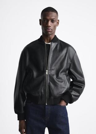 Бомбер из кожи буйвола zara