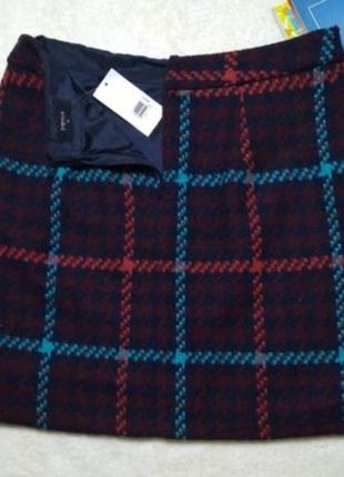 Юбка спідниця мини твидовая трапеция в клетку тёплая