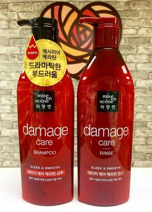 Кондиціонер, що відновлює, для волосся mise en scene damage care conditioner rinse, 680 мл.4 фото