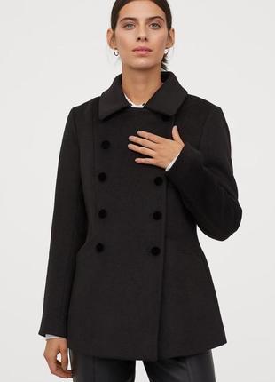 Черное двубортное пальто все размеры! короткое пальто hm2 фото