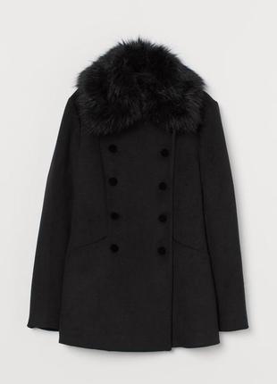 Черное двубортное пальто все размеры! короткое пальто hm3 фото