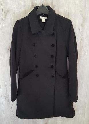 Черное двубортное пальто все размеры! короткое пальто hm6 фото