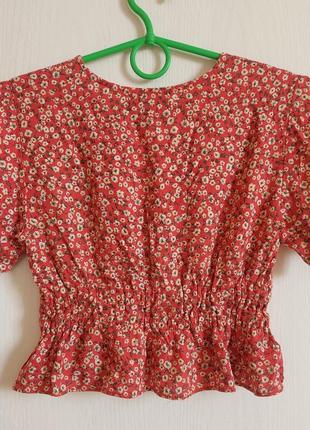 Мини-рубашка с короткими рукавами  блуза топ с цветочным принтом pull & bear8 фото