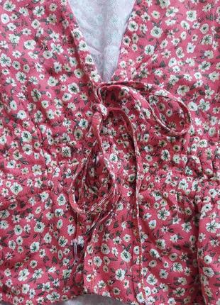 Мини-рубашка с короткими рукавами  блуза топ с цветочным принтом pull & bear10 фото