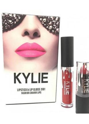 Набор помада + блеск kylie lipstick lip gloss 2 in 11 фото