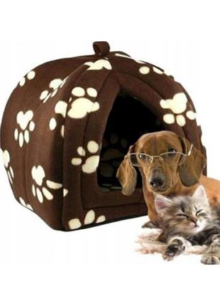 М'який будиночок для собак і кішок pet hut brown