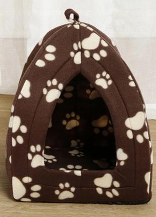 М'який будиночок для собак і кішок pet hut brown3 фото