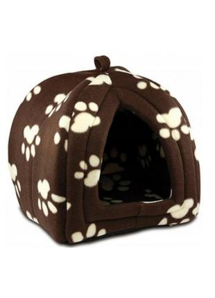 М'який будиночок для собак і кішок pet hut brown10 фото