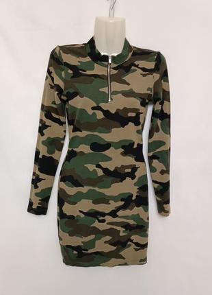 Трикотажное платье хаки h&m s/36/34/8/6/4/xs