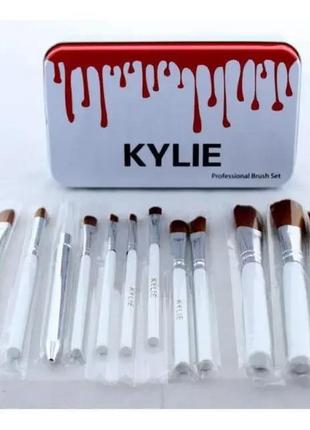 Профессиональный набор кистей для макияжа kylie jenner make-up brush gold set 12 шт