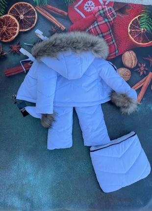 Зимний костюм с натуральным мехом. куртка с натуральным мехом и полукомбинезон. теплый зимний костюм с натуральным мехом4 фото