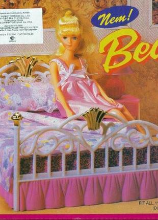 Набор кукольной мебели спальня для барби, со светом, кровать, тумбы, светильник gloria 990014 фото
