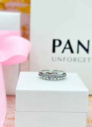 Серебряная тройная кольца с паве pandora5 фото