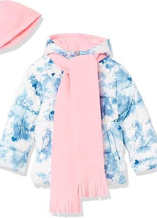 Pink platinum girls' gwp puffer jacket with hat scarf combo курточка зимняя , шарф, шапка, размер 41 фото