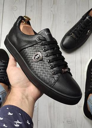 Кеды кроссовки мужские кожаные embossed leather
