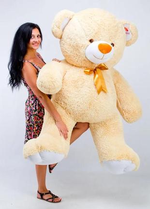 Ведмідь великий ведмедик м'яка іграшка високоякісний плюш наповнювач - синтепон/холофайбер персик 200 см2 фото