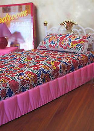 Спальня для ляльок барбі лялькові меблі зі світлом ліжко тумби світильник5 фото