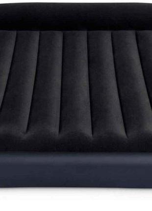 Матрац надувний двоспальний з підголовником 152-203-25 см, чорний intex 64143 т