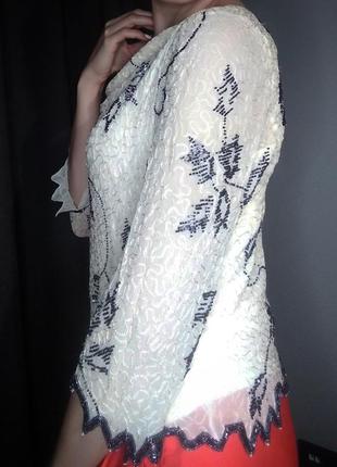 Элегантная, винтажная блуза (шелк!) расшитая бисером от британского бренда jacques vert3 фото