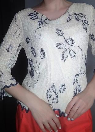 Элегантная, винтажная блуза (шелк!) расшитая бисером от британского бренда jacques vert2 фото